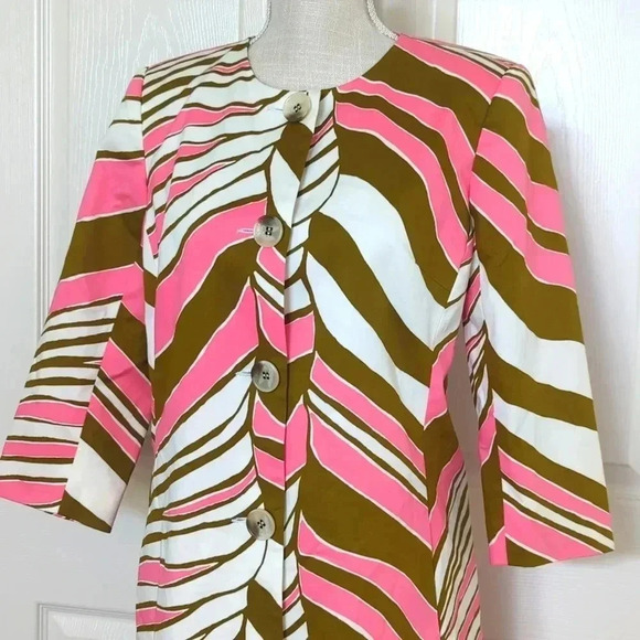 Trina Turk Pink Zebra Dress Coat - Picture 2 of 7